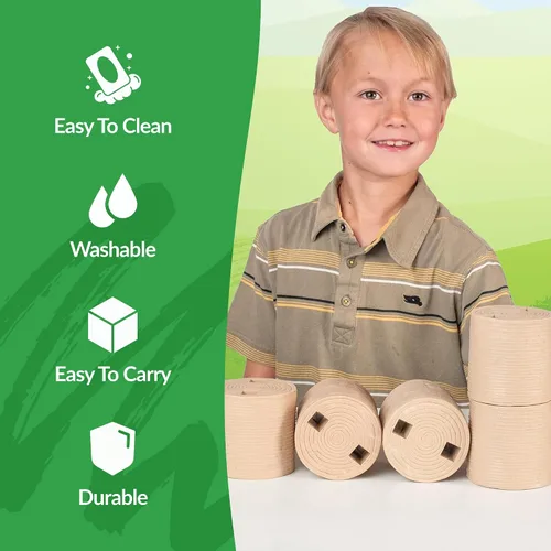 Vista 2 de Big Country Toys Juego de balas de heno de 5 piezas, balas de heno de juguete para animales de granja, juguetes para niños y niñas de 3 años