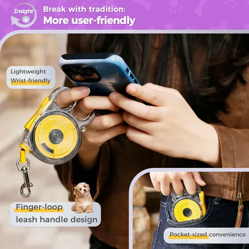 Vista 5 de Correa retráctil de 10 pies para perros pequeños, cachorros y gatos, 360° sin enredos, freno de una mano, aplicable a mascotas de tamaño pequeño