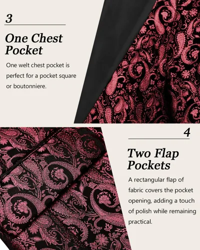 Vista 5 de COOFANDY Chaqueta de Traje de Esmoquin Floral para Hombre de Un Botón Blazer Brillante de Lujo para Cena Fiesta Graduación Boda