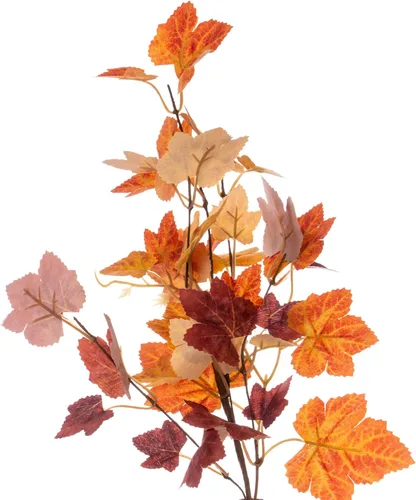 Vista 2 de Vickerman Corona de vela artificial de hoja de arce de otoño naranja de 16 pulgadas.