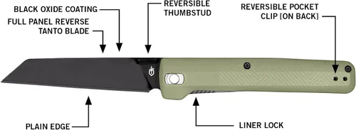 Vista 5 de Gerber Gear Pledge Cuchillo de bolsillo con clip para el bolsillo - Cuchillo plegable con hoja de 3.7" de panel completo de borde liso - Equipo