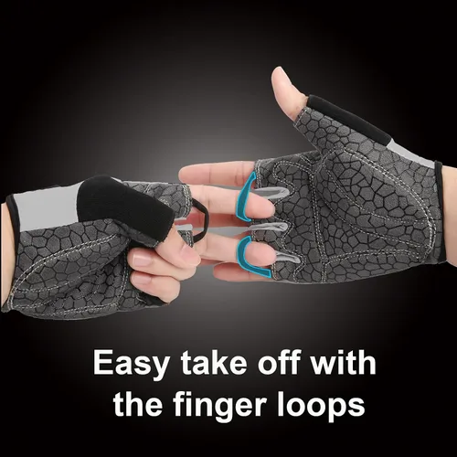 Vista 4 de HTZPLOO Guantes de bicicleta guantes de ciclismo guantes de ciclismo de medio dedo guantes de bicicleta para hombres y mujeres con almohadilla