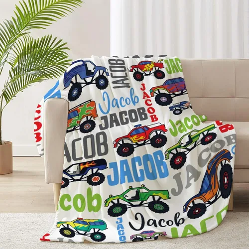 Vista 90 de Manta de bebé con texto en inglés «Just A Boy Who Loves Trucks» para niños y niñas, manta súper suave para envolver al recién nacido, acogedora