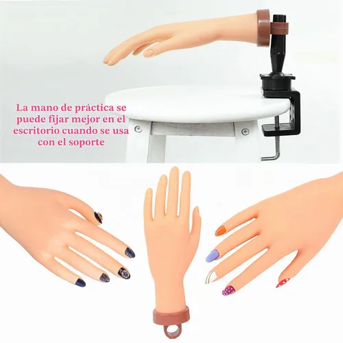 Vista 7 de Mano de práctica de uñas acrílicas, manos de maniquí para práctica de uñas, mano de entrenamiento de uñas postizas para uñas acrílicas, mano
