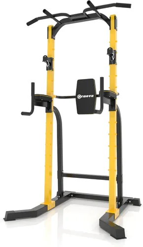 Vista 8 de ZENOVA Pull Up Bar Station Power Tower, Adjustable Height Dip Bar for Home Gym Multi-Function Strength Training Workout Equipment Rojo