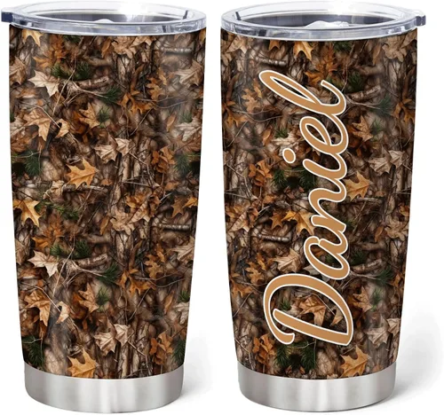 Vista 15 de Hyturtle Regalos de Caza Personalizados Para Hombres - Vaso Térmico de Caza de Ciervos con Camuflaje de 20 Oz para Café de Viaje de Acero Inoxidable