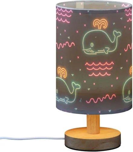 Vista 2 de Summer Neon Whale Wave Black Table Lamp Night Lampsnight Light for Dining Room Lamps for Small Spaces Retro lamparas para cuartos