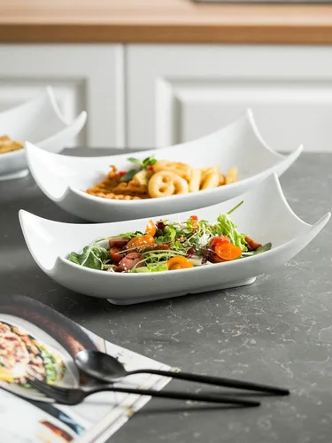 Vista 6 de LAUCHUH Platos Grandes, Cuencos Decorativos de Porcelana Platos Blancos para Servir para Entretener Pieza Central Decorativa Juego de 3 Cuencos