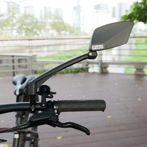 Vista 9 de BriskMore Espejo de bicicleta para manillar - Cristal HD transparente, espejo ajustable y plegable de 360° para una conducción segura, gran angular