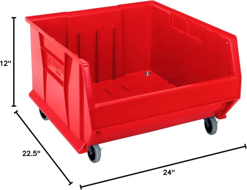 Vista 2 de Quantum Storage Systems QUS967MOBRD - Contenedor de plástico móvil con ruedas, 24 x 22.5 x 12 pulgadas, color rojo