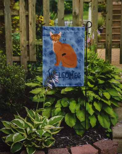 Vista 2 de Caroline's Treasures CK5005GF Bandera de bienvenida de gato abisinio para buzón, bandera decorativa para patio exterior, obras de arte de patio