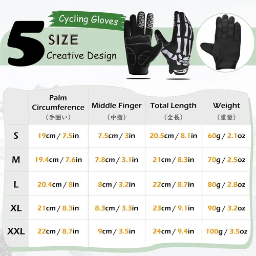 Vista 2 de TRIWONDER Guantes de esqueleto, guantes de ciclismo, guantes de calavera para hombres, mujeres, niños, para bicicleta, motocicletas, deportes