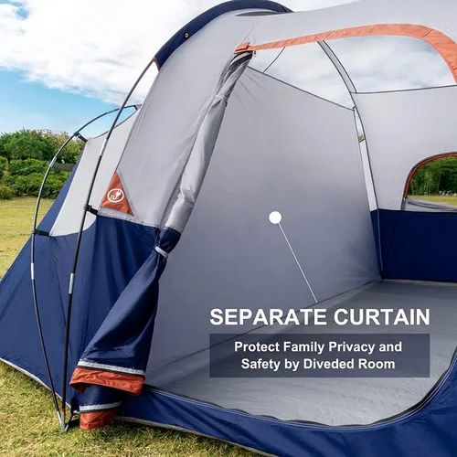 Vista 3 de HIKERGARDEN Tienda de Campaña para 10 Personas - Tienda Familiar Portátil de Fácil Instalación para Campamento, Tienda de Cúpula de Tela Resistente