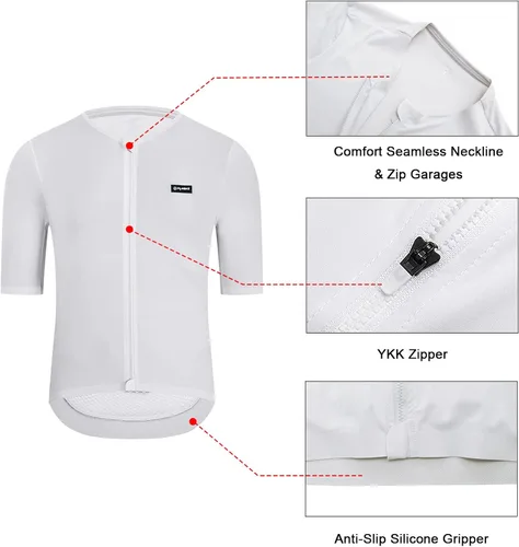 Vista 4 de YKYWBIKE Jersey de ciclismo para hombre, camiseta de ciclismo de manga corta para hombre, camiseta de ciclismo para hombre con bolsillos