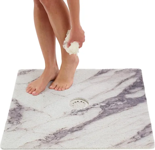 Vista 19 de Enkosi Alfombra de ducha antideslizante Loofah para suelos de ducha, bañera, baños, zonas húmedas, alfombrilla de baño acolchada con agujeros