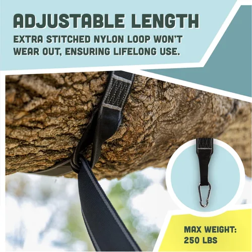 Vista 4 de Squirrel Products Dos correas de nailon para colgar columpios para árboles, 10 pies cada una