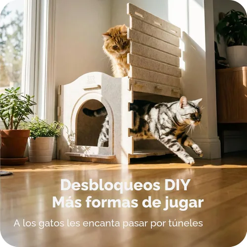Vista 7 de Casas de interior para gatos de interior, cueva cubierta con aislamiento cálido para gatos de interior, fuerte capacidad resistente a los arañazos