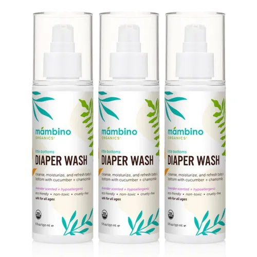 Vista 8 de Mambino Organics Lavado de área de pañales, suave spray para dermatitis del pañal sin enjuague para pieles sensibles, agua de limpieza para bebés