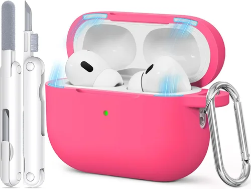 Vista 12 de Funda para AirPods Pro, funda de silicona suave compatible con Airpods Pro de 2ª/1ª generación para mujeres y niñas, con kit de limpieza y llavero 1