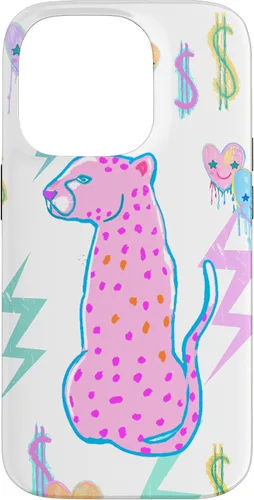 Vista 17 de iPhone 16 Preppy Art Cheetah, Pink Cheetah, Preppy Art Estética Funda
