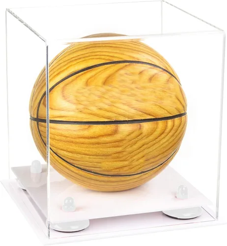 Vista 46 de Better Display Cases Mini acrílico - Miniatura (no tamaño completo) Baloncesto vitrina con elevadores negros y espejo (A015-BR)