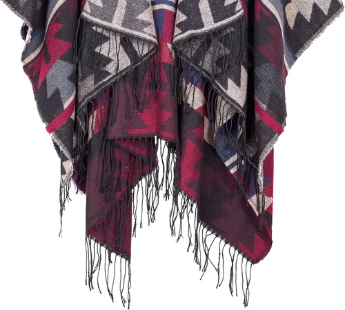 Vista 23 de Chales cálidos para mujer, cárdigan con frente abierto, estilo vintage, poncho