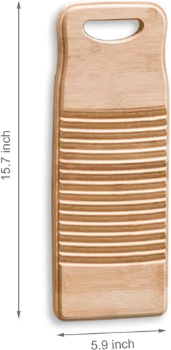 Vista 6 de Lakingo Tabla de lavado de mano de bambú natural para lavandería, pequeña tabla de fregar de madera, tabla de lavar rústica a la antigua, mini tabla