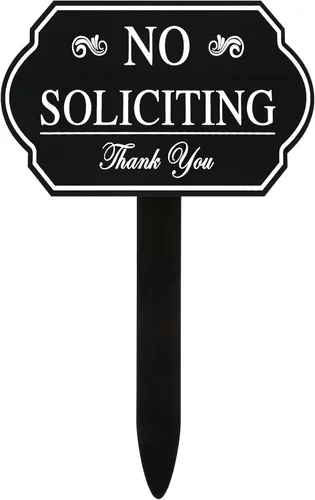 Vista 8 de Amyhill Letrero de No Soliciting con estaca para patio, 7 x 3.5 pulgadas, diseño de conducción privada de No Trespassing, resistente a