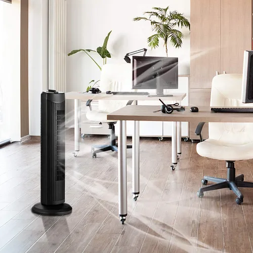 Vista 2 de COSTWAY Ventilador de torre, ventilador de torre oscilante de 28 pulgadas, enfriamiento silencioso para toda la habitación, 3 velocidades, 3 modos