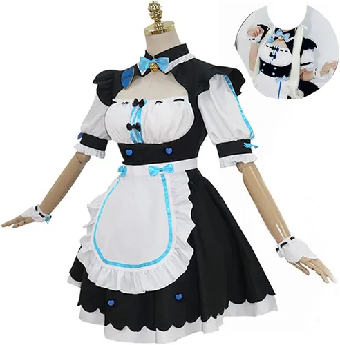 Vista 2 de Disfraz de cosplay de anime, vestido negro, conjunto completo de Halloween