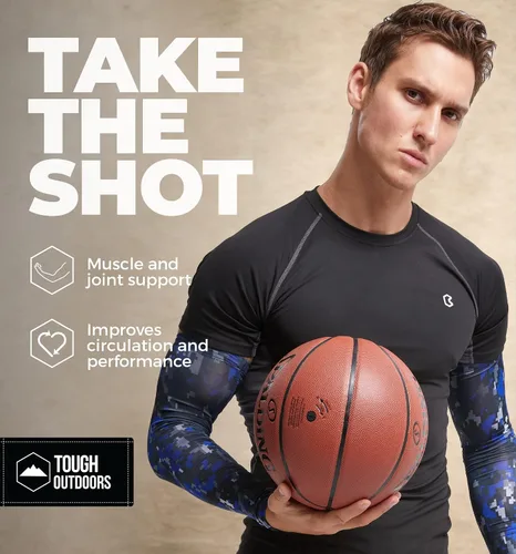 Vista 5 de Tough Outdoors Mangas deportivas de compresión para hombres y mujeres, para jóvenes, niños, baloncesto, tiro de fútbol, béisbol