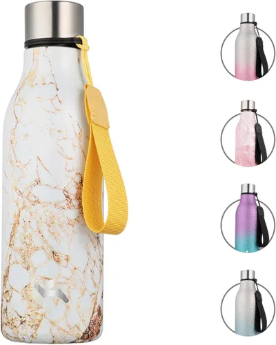 Vista 43 de Konokyo Botella de agua aislada con correa, botella de agua de acero inoxidable de 18 onzas de doble pared con aislamiento al vacío, frasco de Verde