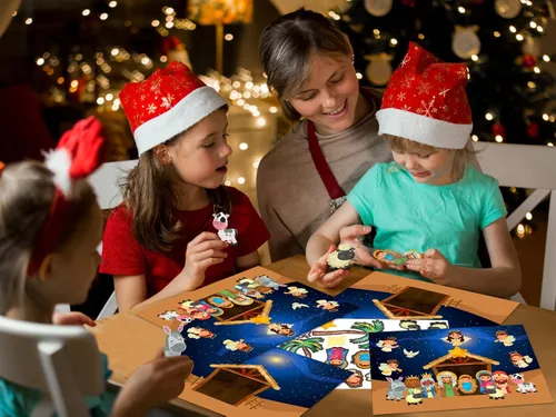 Vista 2 de FaCraft Pegatinas de Belén para niños, 24 hojas, manualidades religiosas Multi-1