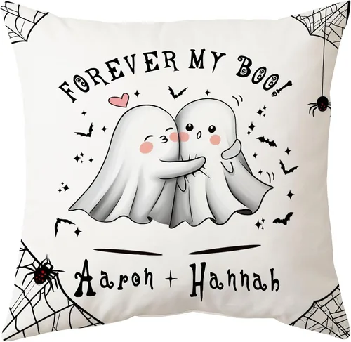 Vista 7 de Hyturtle Almohada gótica personalizada para parejas (inserto incluido) – Decoración espeluznante para Halloween y aniversario de boda – Regalos