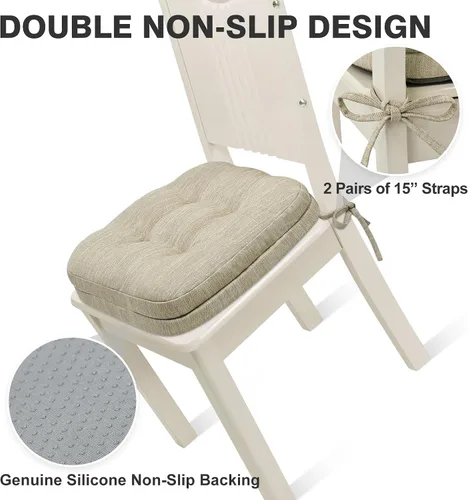Vista 5 de Shinnwa Juego de 2 cojines para silla de comedor, cojines para silla de cocina de espuma viscoelástica de doble capa, almohadillas de asiento