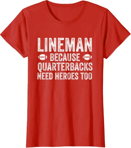 Vista 87 de Lineman Because Quarterbacks Need Heroes Camiseta de fútbol linieros S Negro