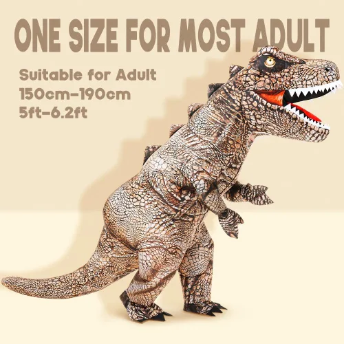 Vista 4 de KOOY Dinosaur Costume Adult Kids Inflatable Raptor Blow Up T-rex Dino Full Body Funny Halloween Costume for Men Women Teens Adulto