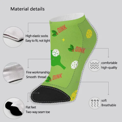 Vista 6 de devor Calcetines tobilleros para mujer, calcetines de algodón para mujer, calcetines de tobillo de moda, paquete de pickleball para niñas, Blanco