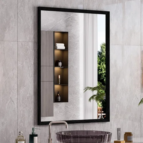 Vista 106 de WEER - Espejo de baño con luces LED, 50x70cm, espejo de tocador montado en la pared, 3 colores regulables, almohadilla antiempañante retroiluminada