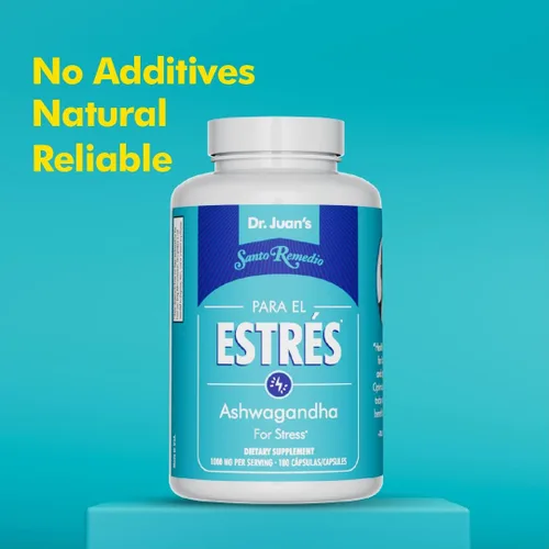 Vista 6 de Santo Remedio Cápsulas Ashwagandha del Dr. Juan Rivera, suplemento de apoyo al estrés, 1000 mg por porción, 180 cápsulas vegetarianas, sin sabores