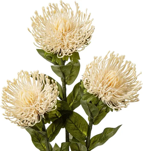 Vista 11 de Hollyone 3 piezas de flores artificiales rojas de crisantemo de otoño, margaritas de araña de seda de 72 cm de largo, flores falsas de leucospermum