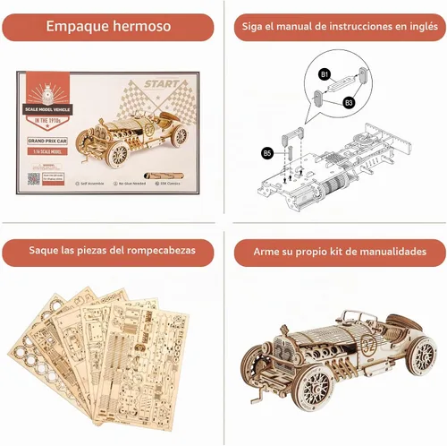 Vista 8 de Kits de modelo de coche ROKR, rompecabezas 3D de madera, kits de modelo para adultos, rompecabezas educativos para armar, decoración