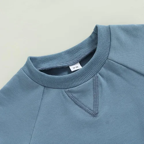 Vista 38 de Conjunto de traje de verano para bebé niño pequeño, manga corta, cuello redondo, letras impresas, lindo traje de verano, conjunto de 2 piezas
