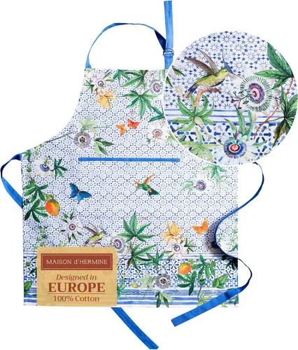 Vista 1040 de Maison d' Hermine Delantales para mujer con bolsillo, 100% algodón (27.50 x 31.50 pulgadas)