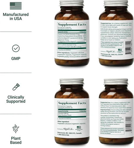 Vista 2 de ALGAECAL Kit de bienvenida – Paquete constructor de huesos, suplemento de calcio y estroncio a base de plantas, vitaminas K2, D3, magnesio y 16