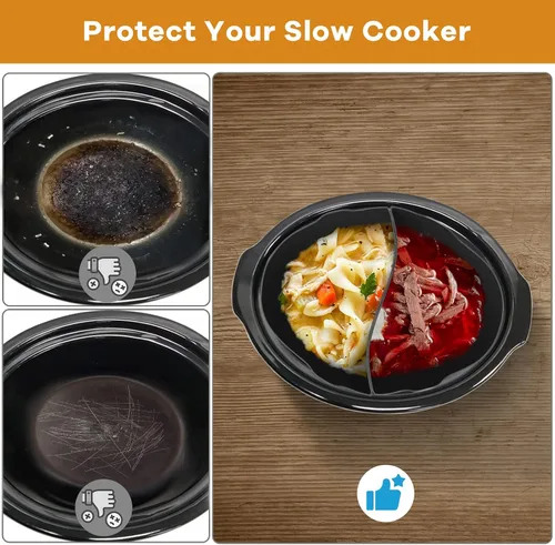 Vista 3 de Forros de silicona para olla de cocción lenta, compatibles con Crockpot y Hamilton Beach 6-7QT, separador de silicona, reutilizable/Libre