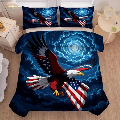 Vista 57 de kxry Juego de edredón de 250 años de Estados Unidos, tamaño individual, ropa de cama vintage de estatua de la libertad y bandera estadounidense