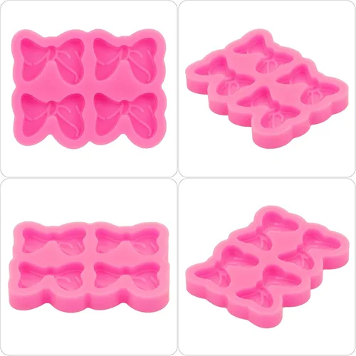 Vista 6 de Lindo molde de resina de silicona con nudo, mini molde para pajarita, molde de chocolate para decoración de pasteles de postres y postres