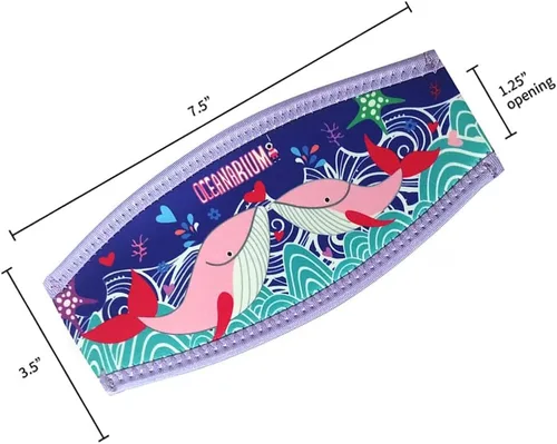 Vista 3 de Máscara de buceo, cubierta de neopreno, máscara de buceo, envoltura de correa para máscara de snorkel para hombres y mujeres Ballenas azules