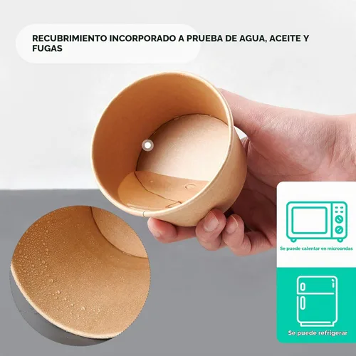 Vista 4 de 50 paquetes de envases de sopa de papel de 8 onzas con tapas, tazas de papel desechables para comida, tazas de helado, almacenamiento de alimentos